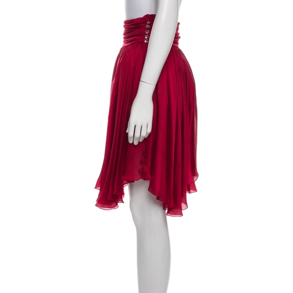 Alexandre Vauthier Red Featherweight 100% Silk Knee-Length Skirt * NEW * 65% OFF - Picture 6 of 8